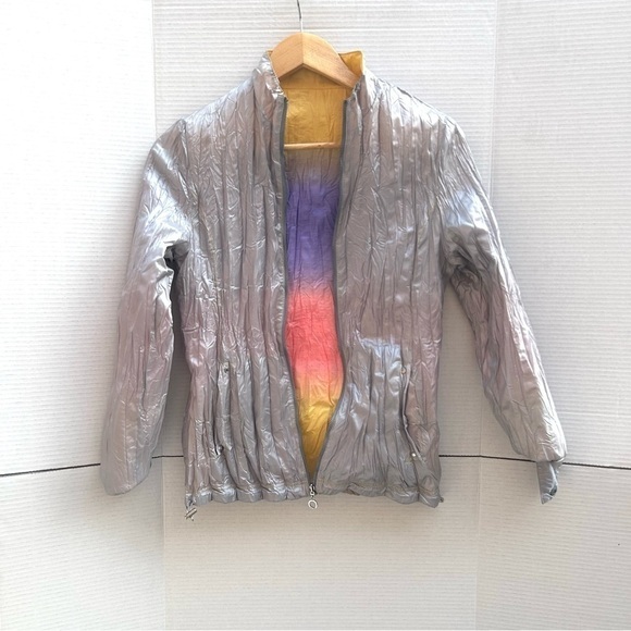 FILA Golf Italy rare reversible jacket rainbow silver zipper - Picture 3 of 14